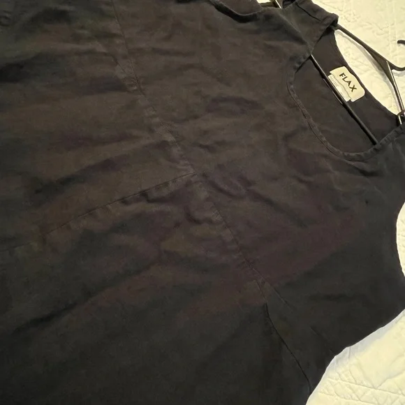 FLAX Women’s 100% Linen Black Maxi Dress Sleeveless Lagenlook Cottagecore Large - Picture 10 of 13